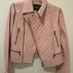 Bagatelle Light Pink Quilted Leather Jacket